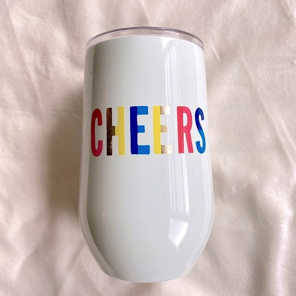 Kate Spade Insulated Tumbler Mug White Cheers Cup with Lid 12 oz - Picture 1 of 7